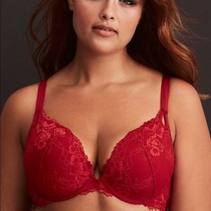 Torrid Red Lace Keyhole Strap Push-Up Plunge Bra